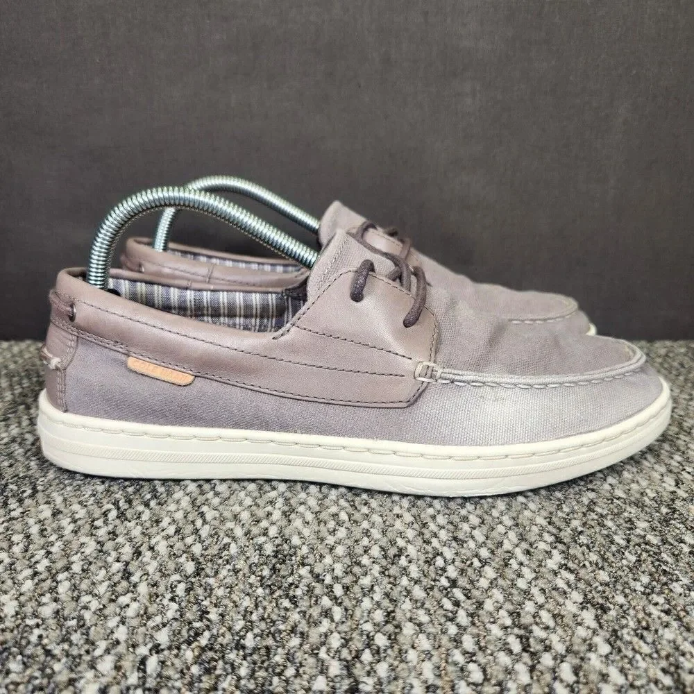 Cole Hann Grand 360 Mens Size 8.5M Grey Canvas Lace Up Casual Boat Shoes C32214